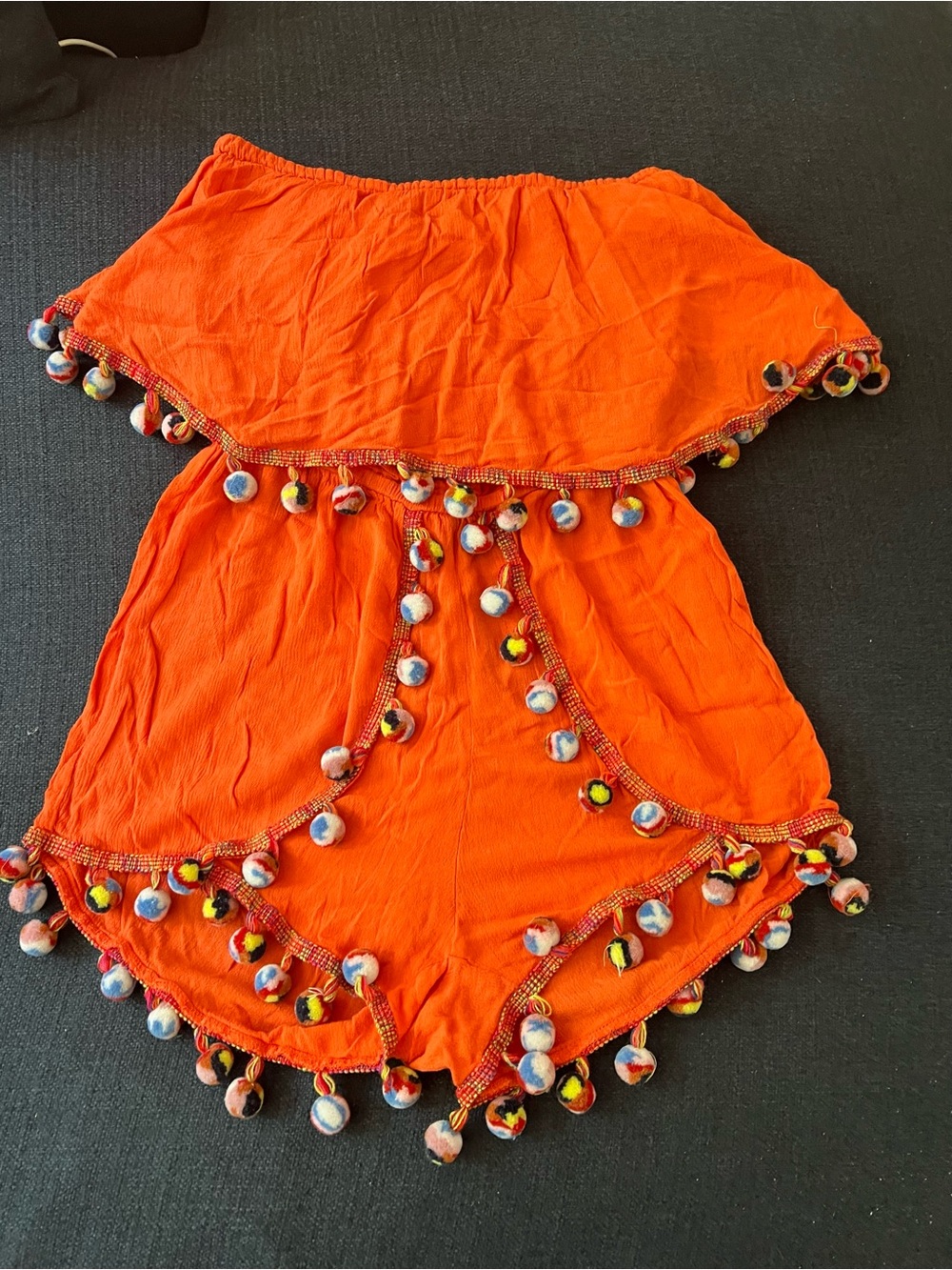 Women’s Orange strapless Romper
